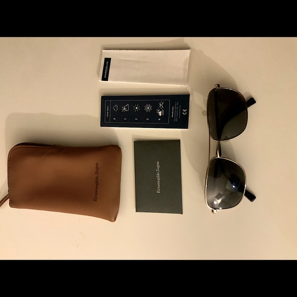 ERMENEGILDO ZEGNA EZ0073W5401 Sunglasses Gold Frame Smoke Mirror Lenses - Picture 1 of 6